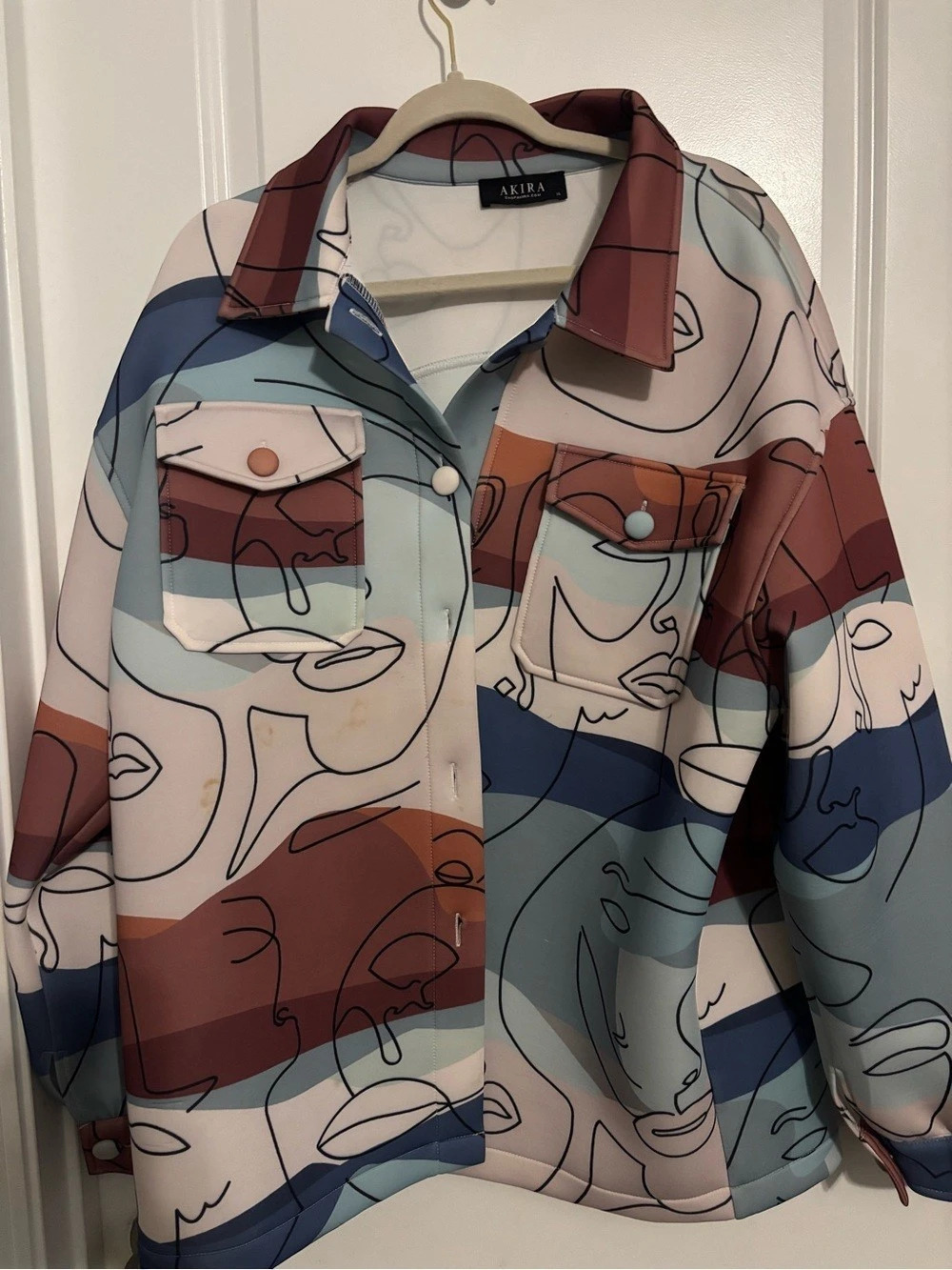 Akira Abstract Color Block Jacket XL Like New